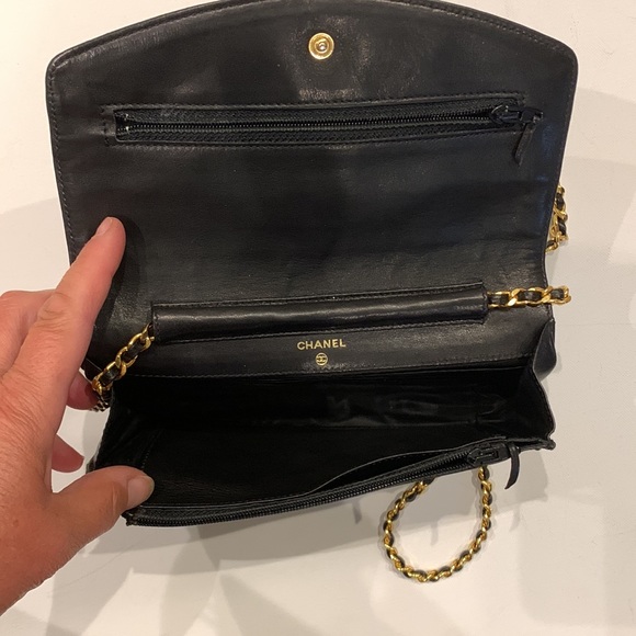 🦄🖤 CHANEL RARE Vintage “3 Series” Secret Wallet Chain WOC Leather Gold HW Bag - Picture 3 of 16